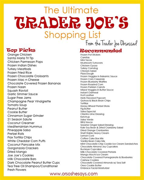 trader joes food codes shoping list database list excel